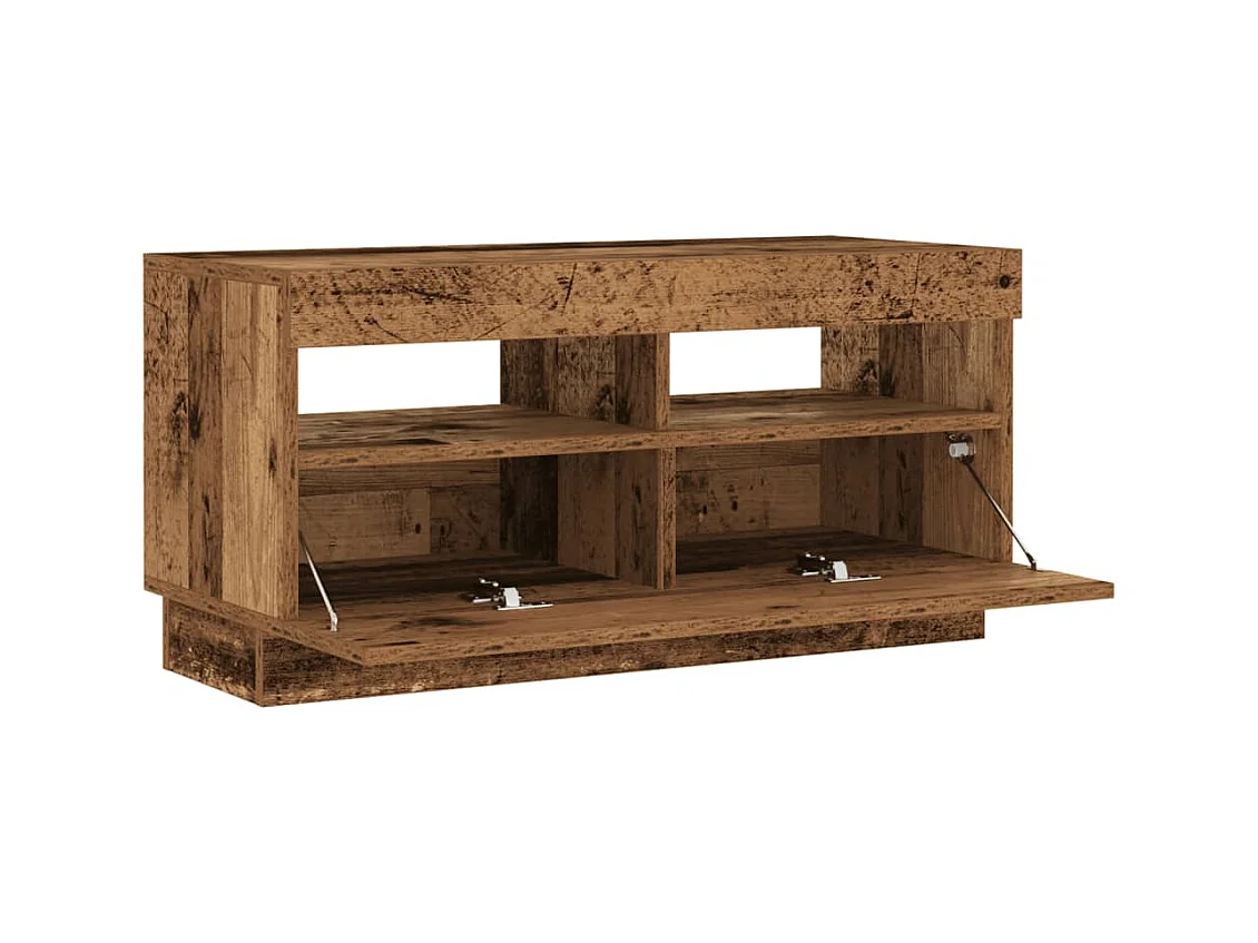 Tv-meubel met LED 80x35x40 cm bewerkt hout oud hout