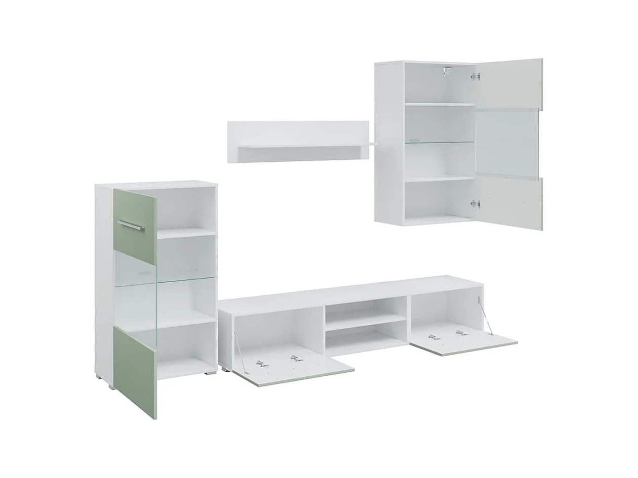 Meubles TV avec lumière LED 5 pcs vert olive bois d'ingénierie