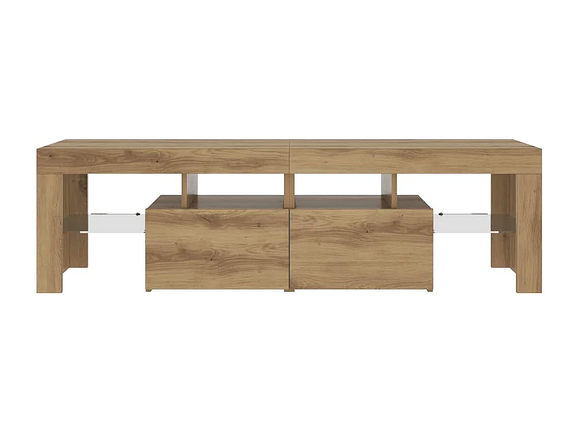 Meuble TV avec lumières LED chêne artisanal bois d'ingénierie