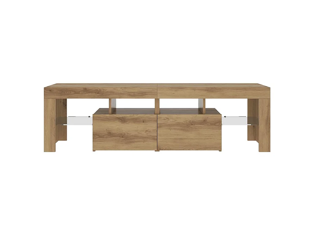 Meuble TV avec lumières LED chêne artisanal bois d'ingénierie