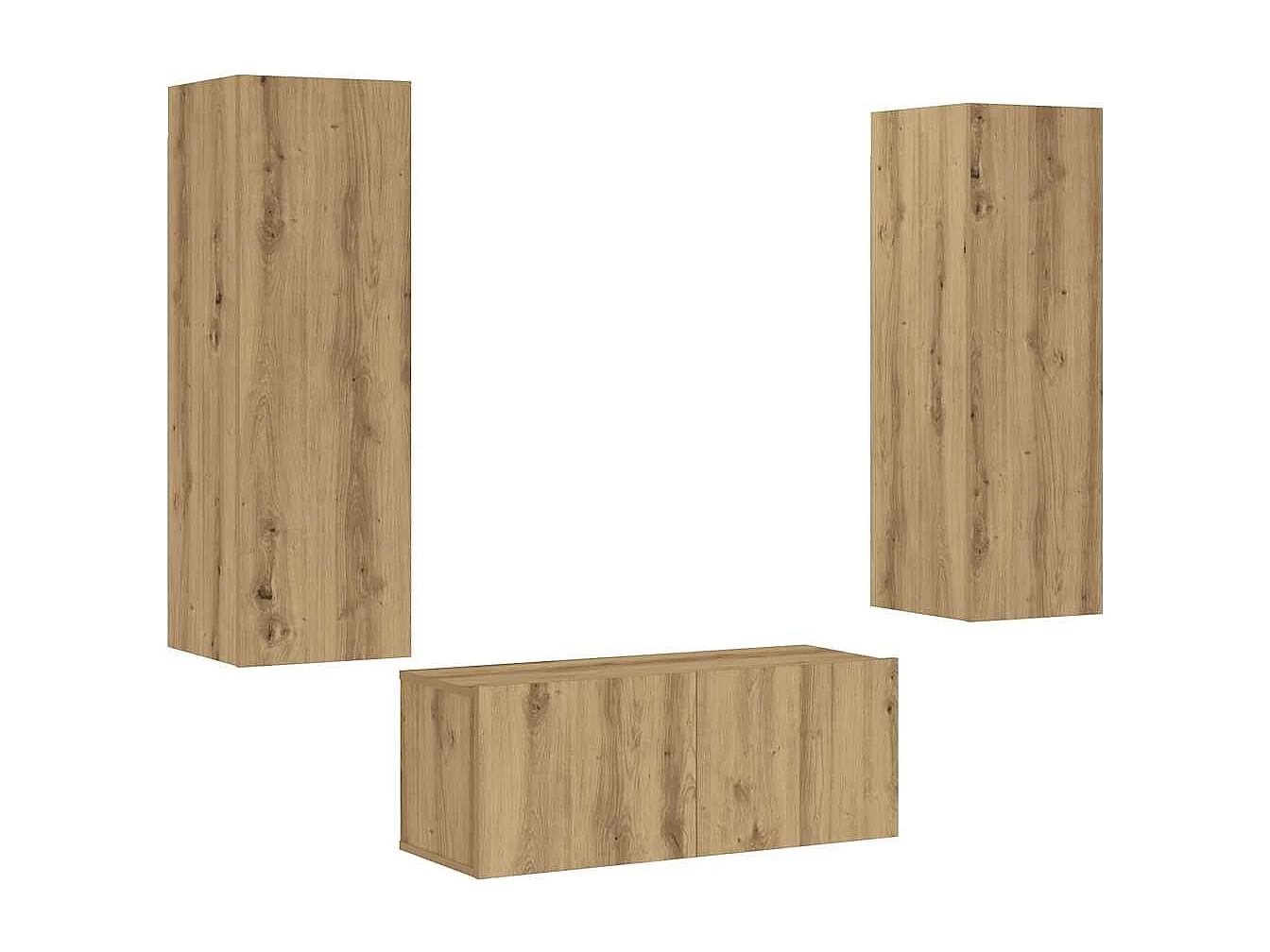 Tv-wandkasten 3 st bewerkt hout artisanaal eikenkleurig