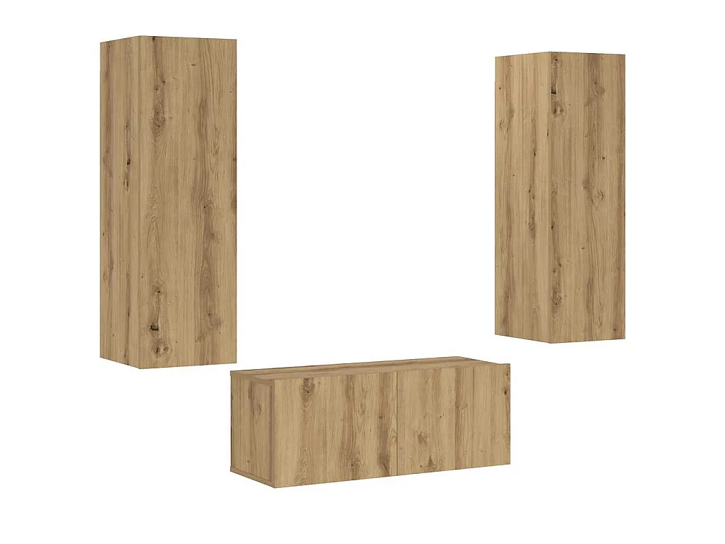 Meubles TV muraux 3 pcs chêne artisanal bois d'ingénierie