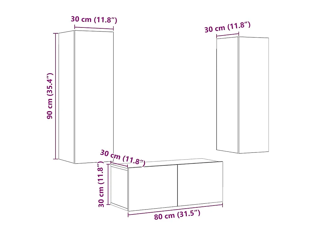 Meubles TV muraux 3 pcs chêne artisanal bois d'ingénierie