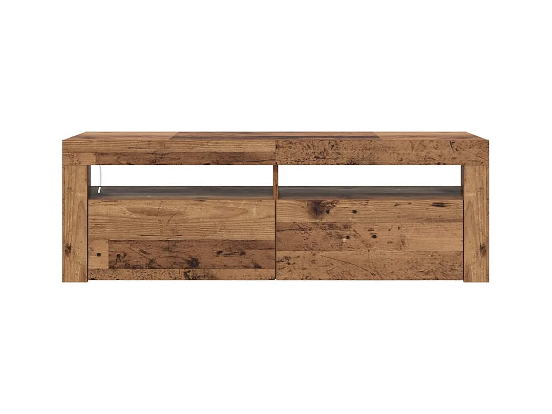 Meuble TV avec lumières LED vieux bois bois d'ingénierie