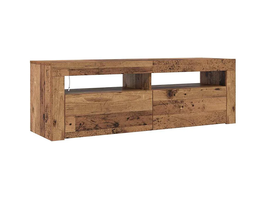 Meuble TV avec lumières LED vieux bois bois d'ingénierie