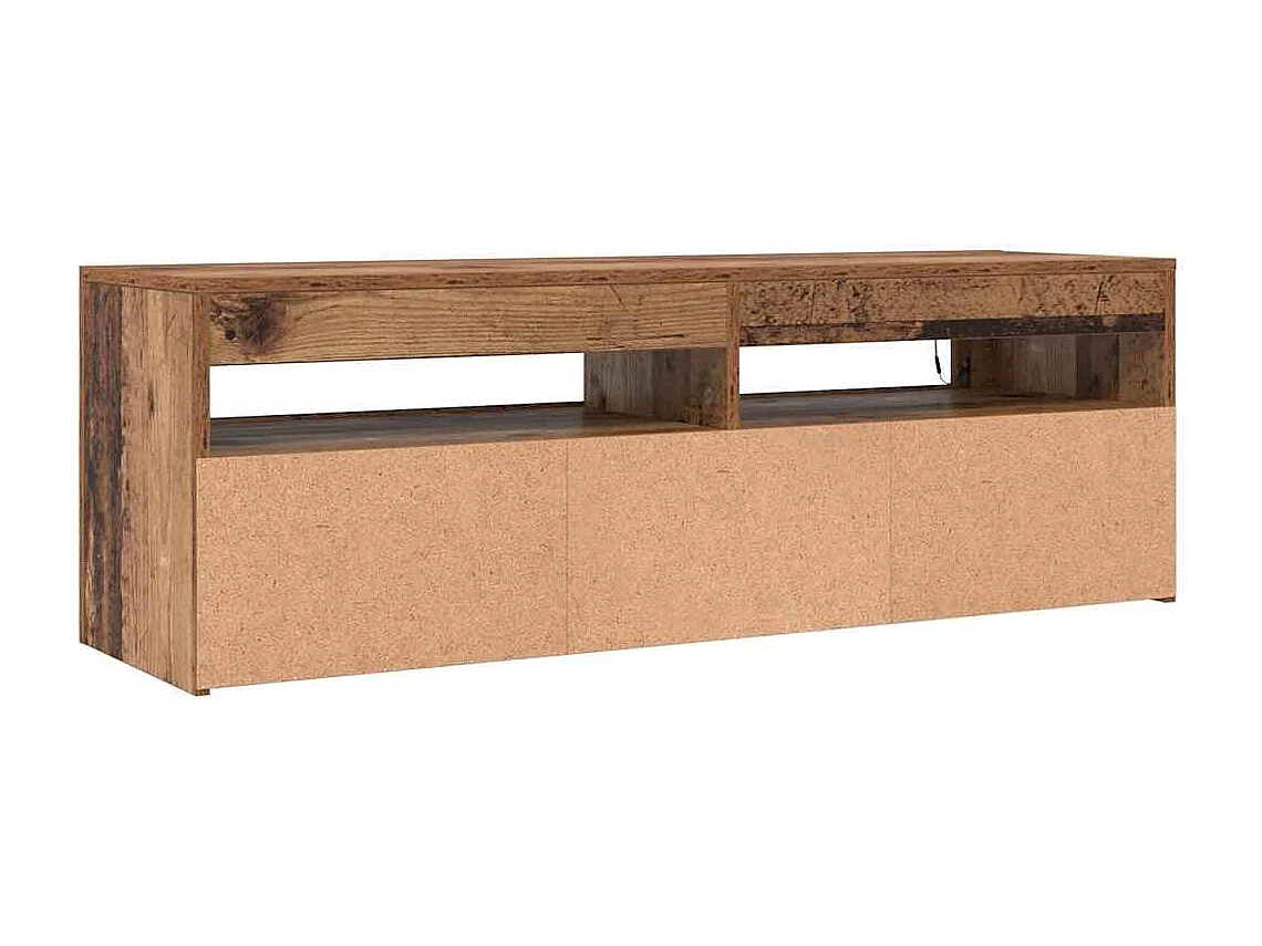 Meuble TV avec lumières LED vieux bois bois d'ingénierie