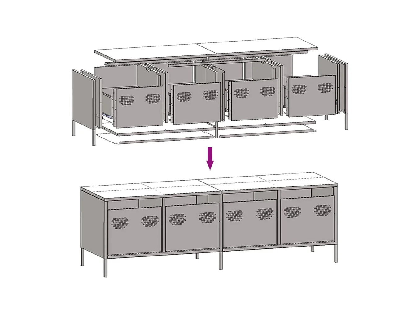 TV-Schrank Anthrazit 135x39x43,5 cm Kaltgewalzter Stahl