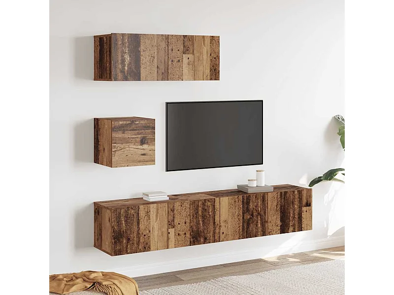 Ensemble de meuble TV mural 4 pcs vieux bois bois d'ingénierie