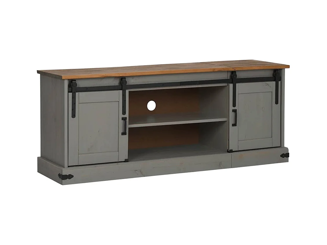 Meuble TV HALDEN 2 portes coulissantes gris 150x40x60 cm