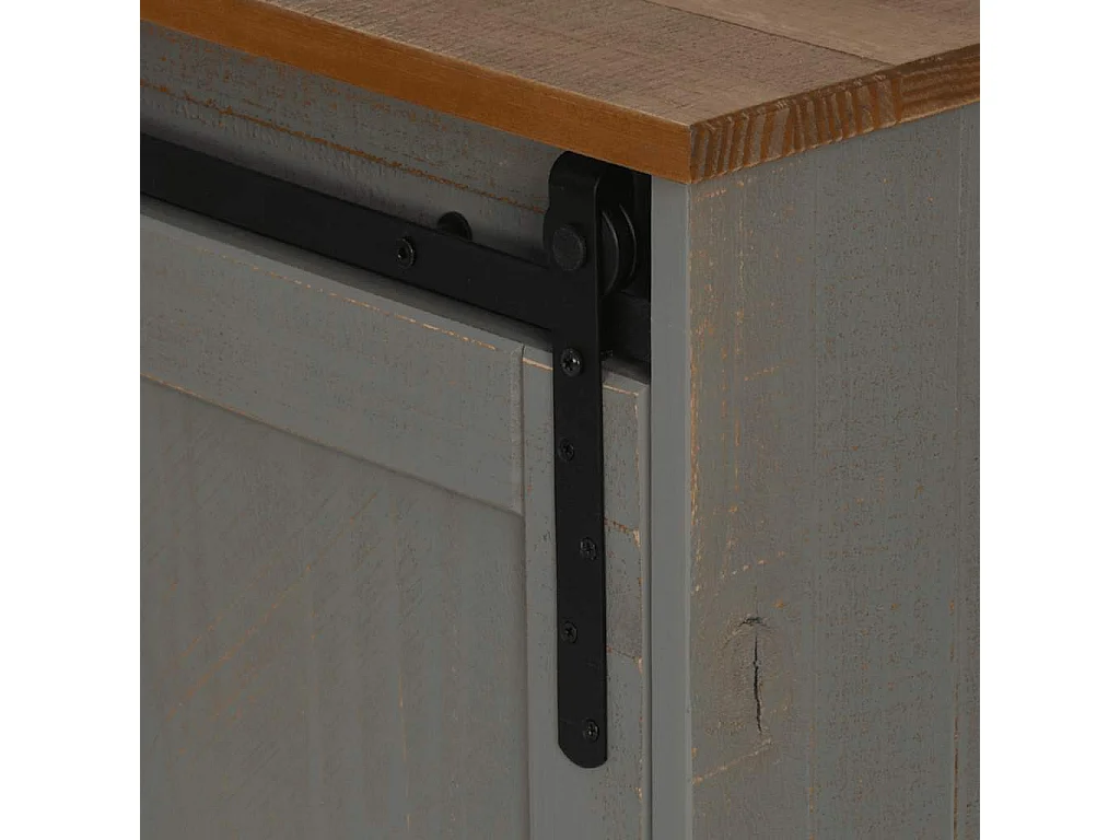 TV-Schrank HALDEN 2 Schiebetüren Grau 150x40x60 cm Massivholz