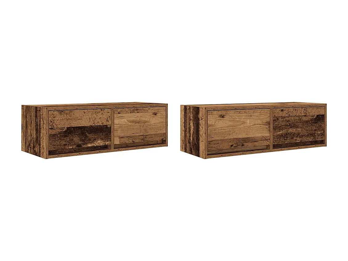 Tv-meubels 2 st 80x31x25,5 cm bewerkt hout oud houtkleurig