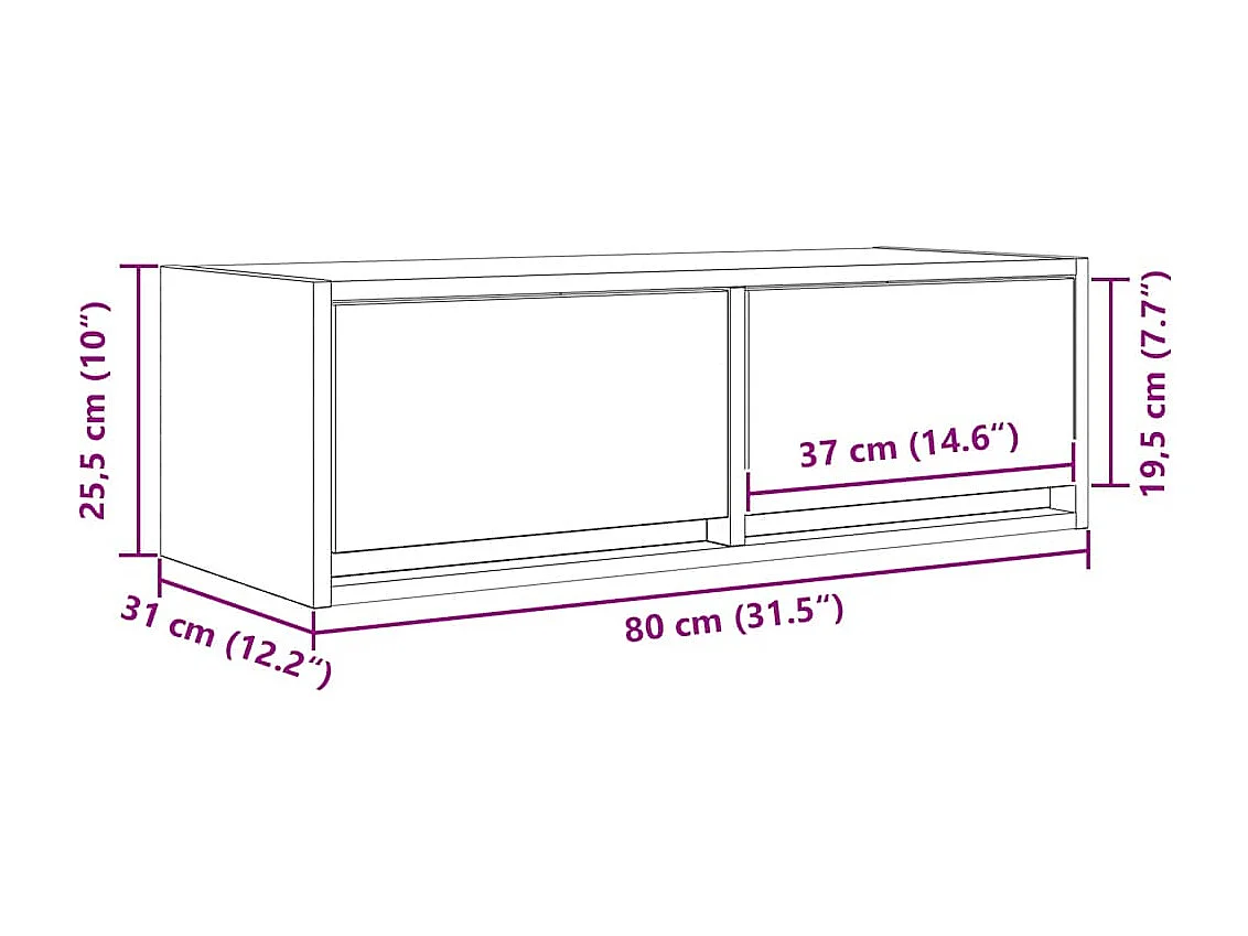 Tv-meubels 2 st 80x31x25,5 cm bewerkt hout oud houtkleurig