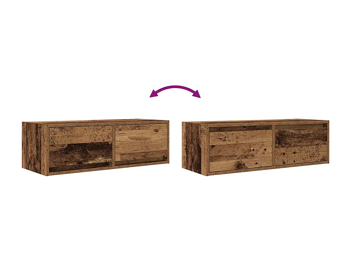 Meubles TV 2 pcs vieux bois 80x31x25,5 cm bois d'ingénierie