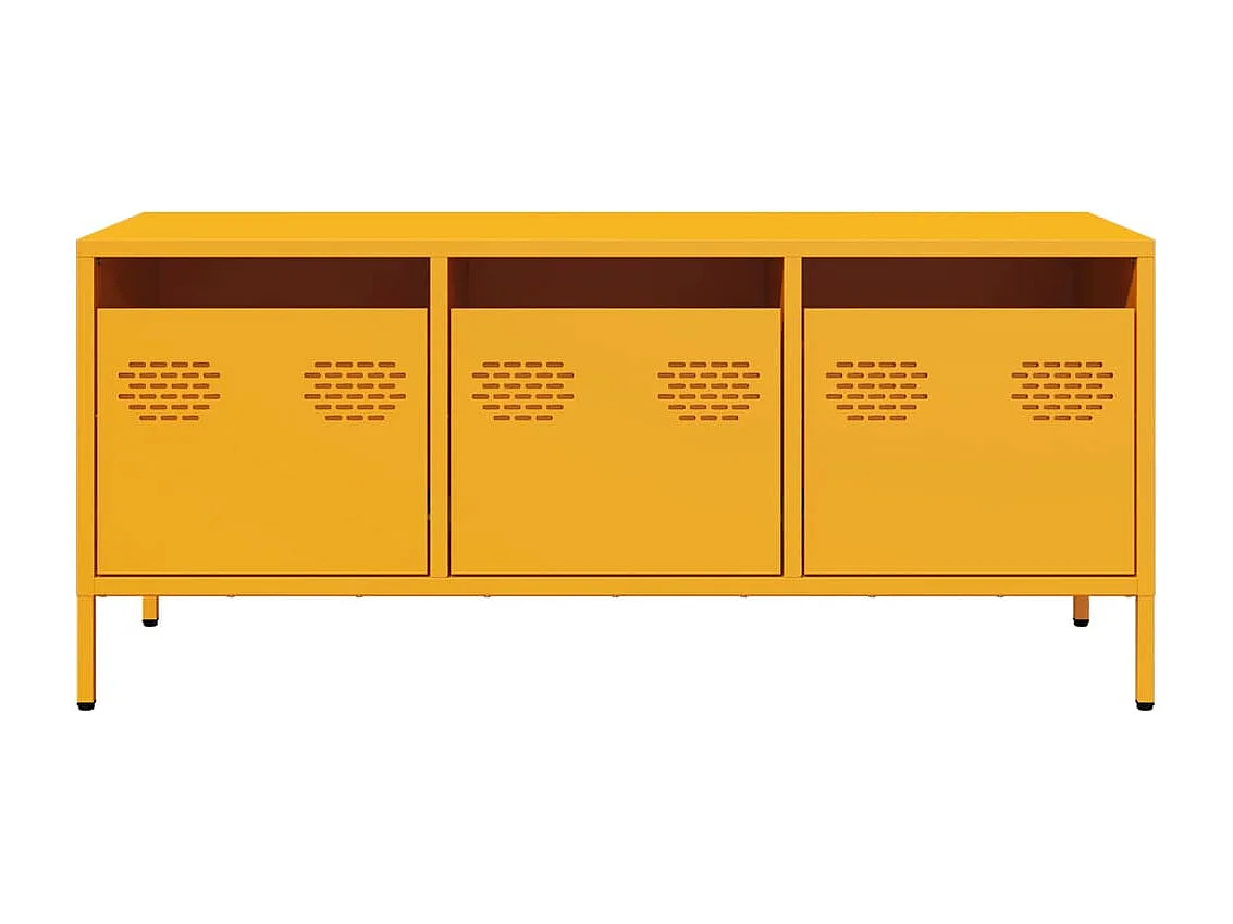 Meuble TV jaune moutarde 101,5x39x43,5 cm acier laminé à froid