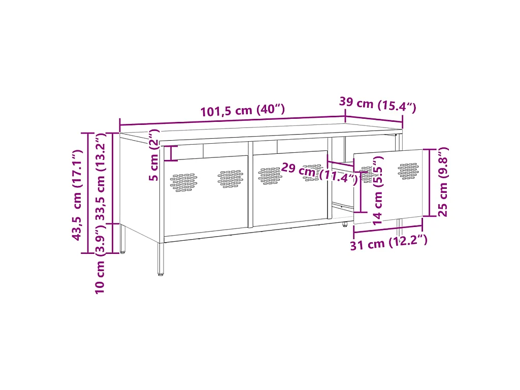 TV-Schrank Senfgelb 101,5x39x43,5 cm Kaltgewalzter Stahl