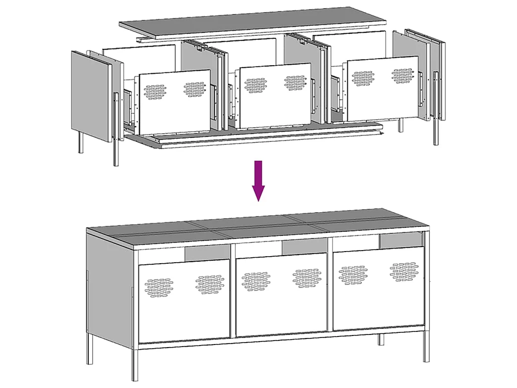 TV-Schrank Senfgelb 101,5x39x43,5 cm Kaltgewalzter Stahl