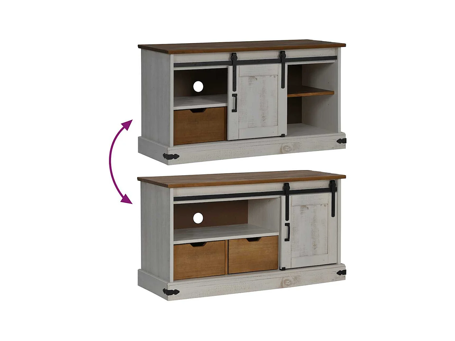 Meuble TV HALDEN avec porte coulissante blanc 110x40x60 cm