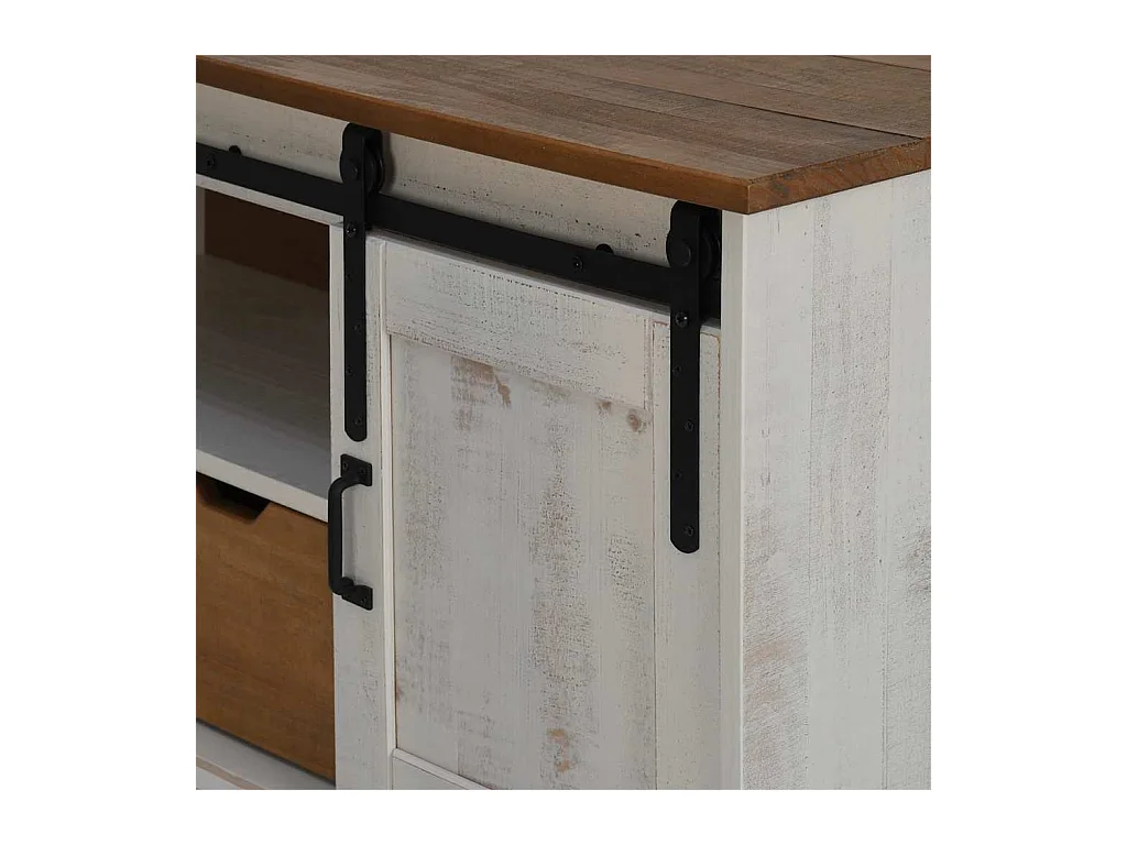 Meuble TV HALDEN avec porte coulissante blanc 110x40x60 cm