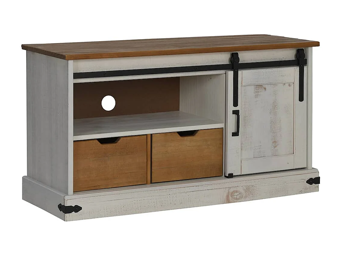 Mueble de TV HALDEN con puerta corredera blanco 110x40x60 cm