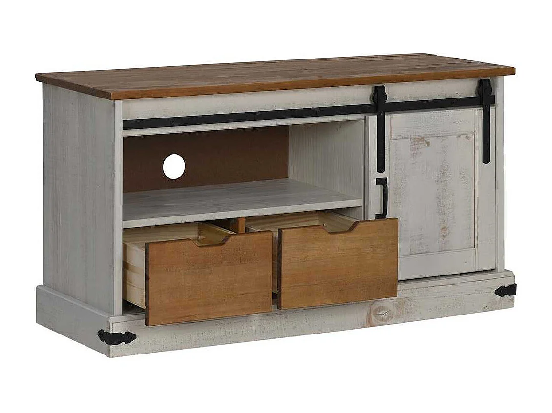 Mueble de TV HALDEN con puerta corredera blanco 110x40x60 cm