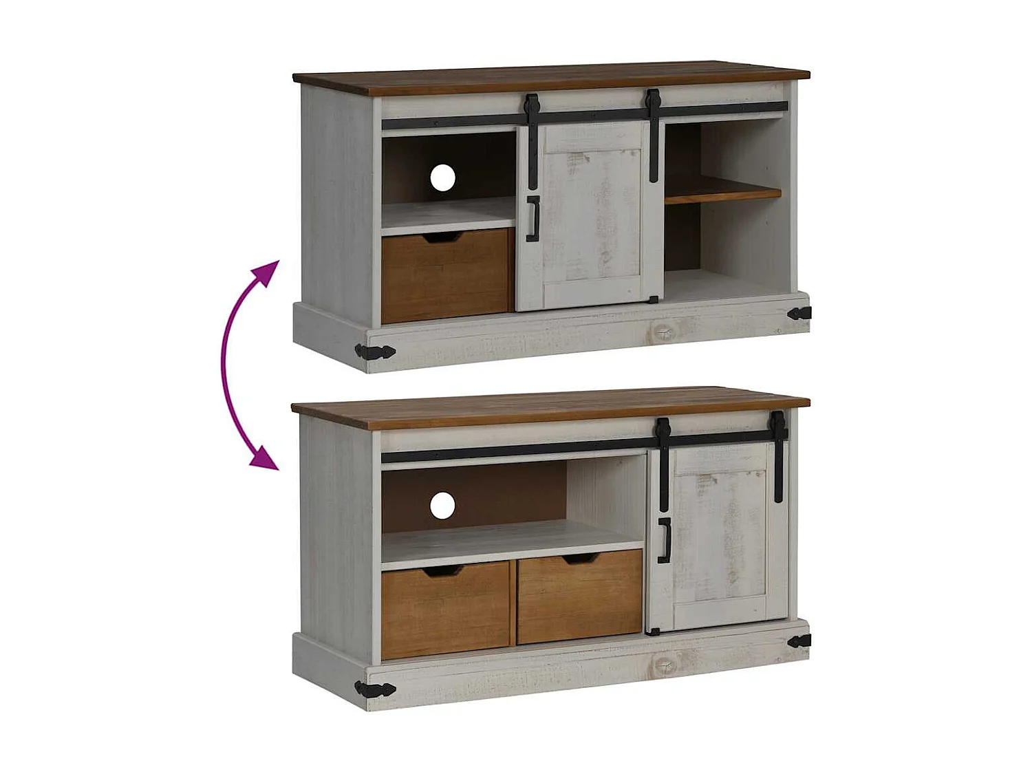 Mueble de TV HALDEN con puerta corredera blanco 110x40x60 cm