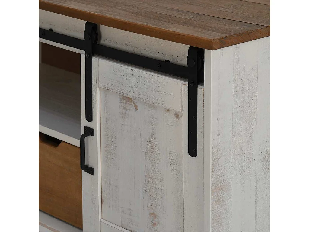 Mueble de TV HALDEN con puerta corredera blanco 110x40x60 cm