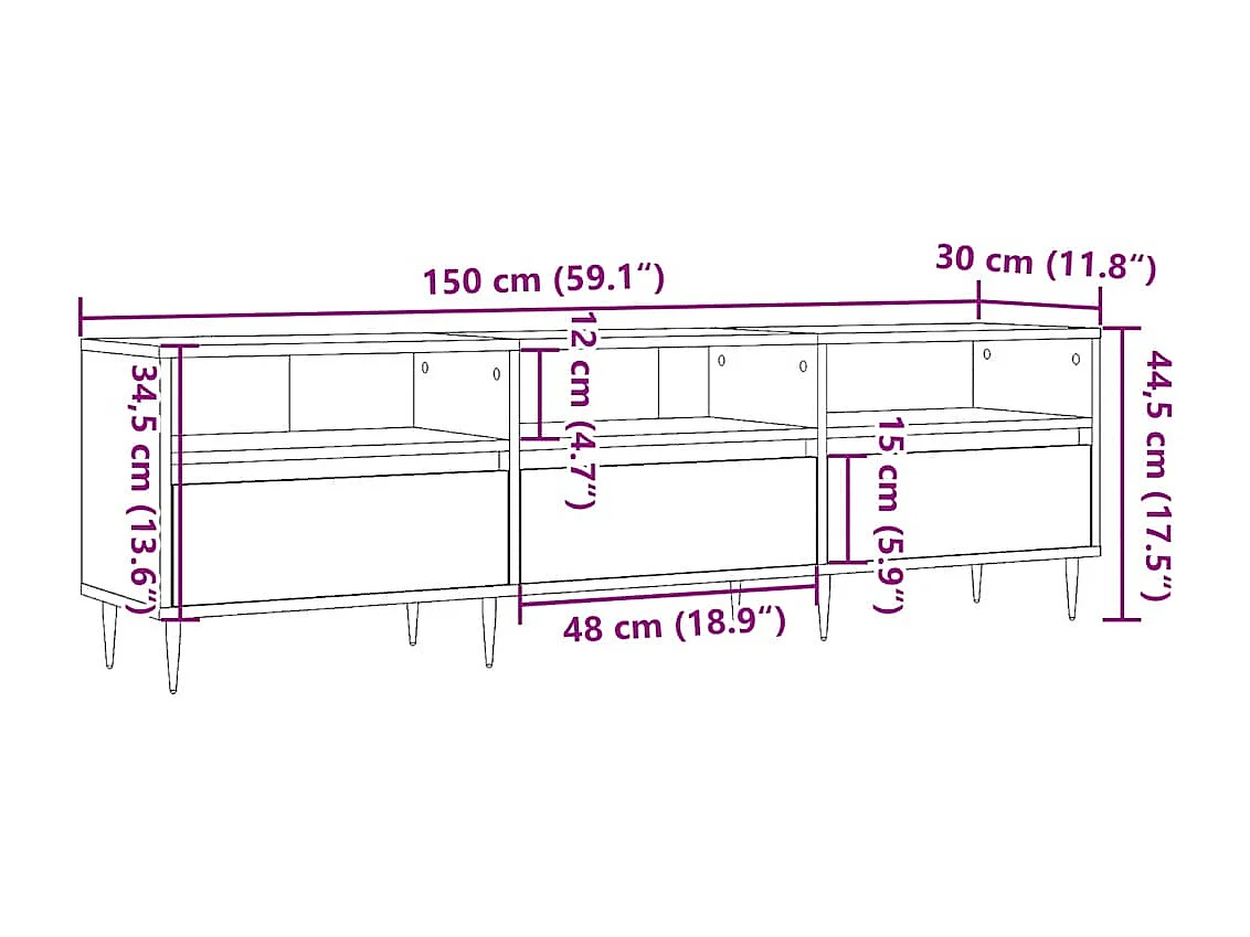 TV-Schrank Altholz-Optik 150x30x44,5 cm Holzwerkstoff