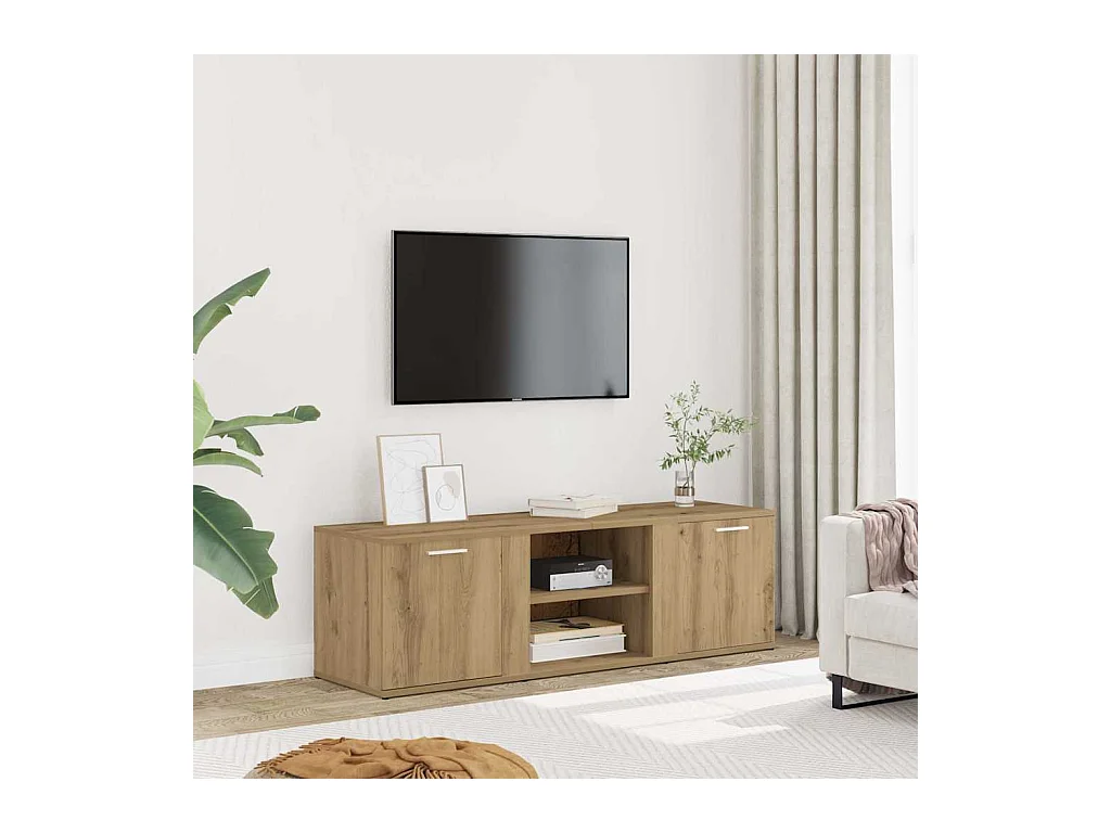 Tv-meubel 120x34x37 cm bewerkt hout artisanaal eikenkleur