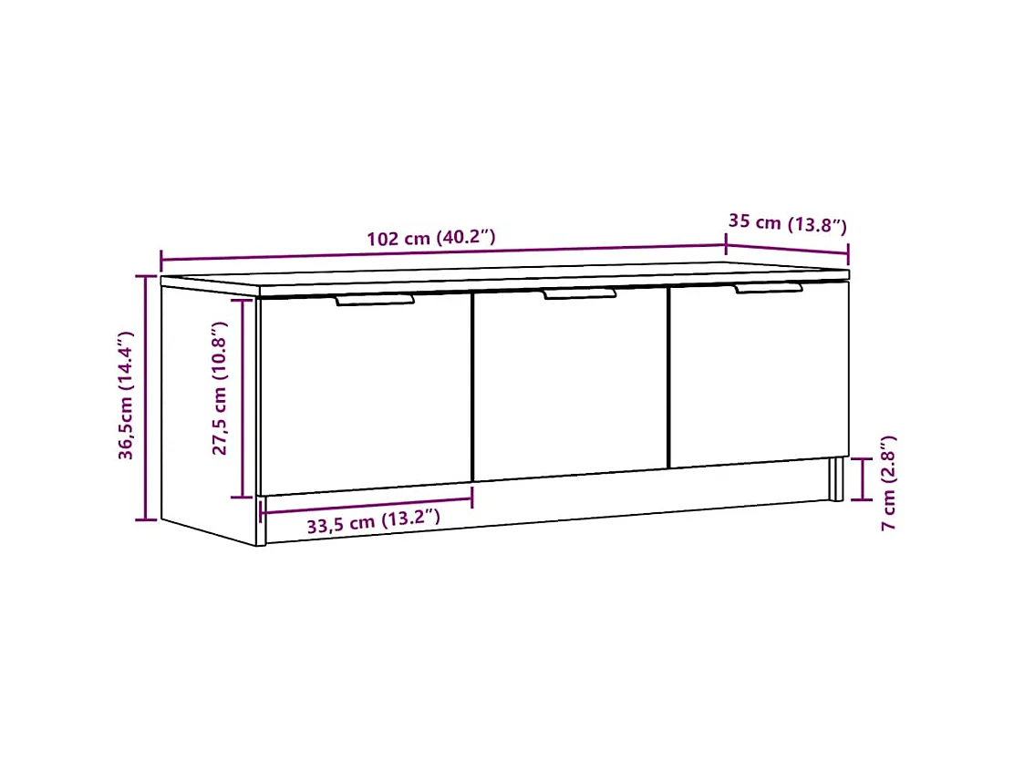 Mobile TV Marrone Artigianale 102x35x36,5 cm Legno Multistrato