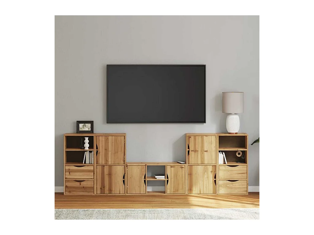 Meubles TV 5 pcs avec rangement ODDA bois de pin massif