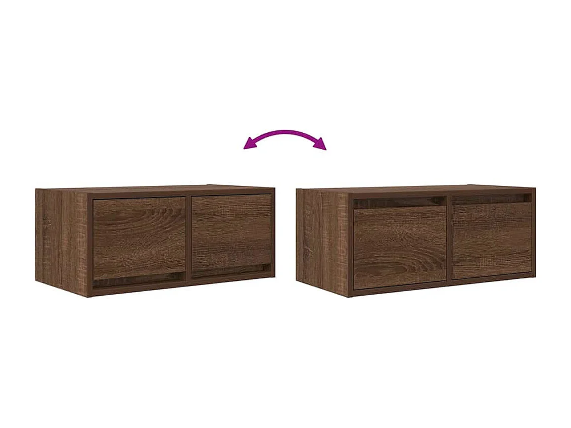 Meuble TV 2 pcs chêne marron 60x31x25,5 cm bois d'ingénierie