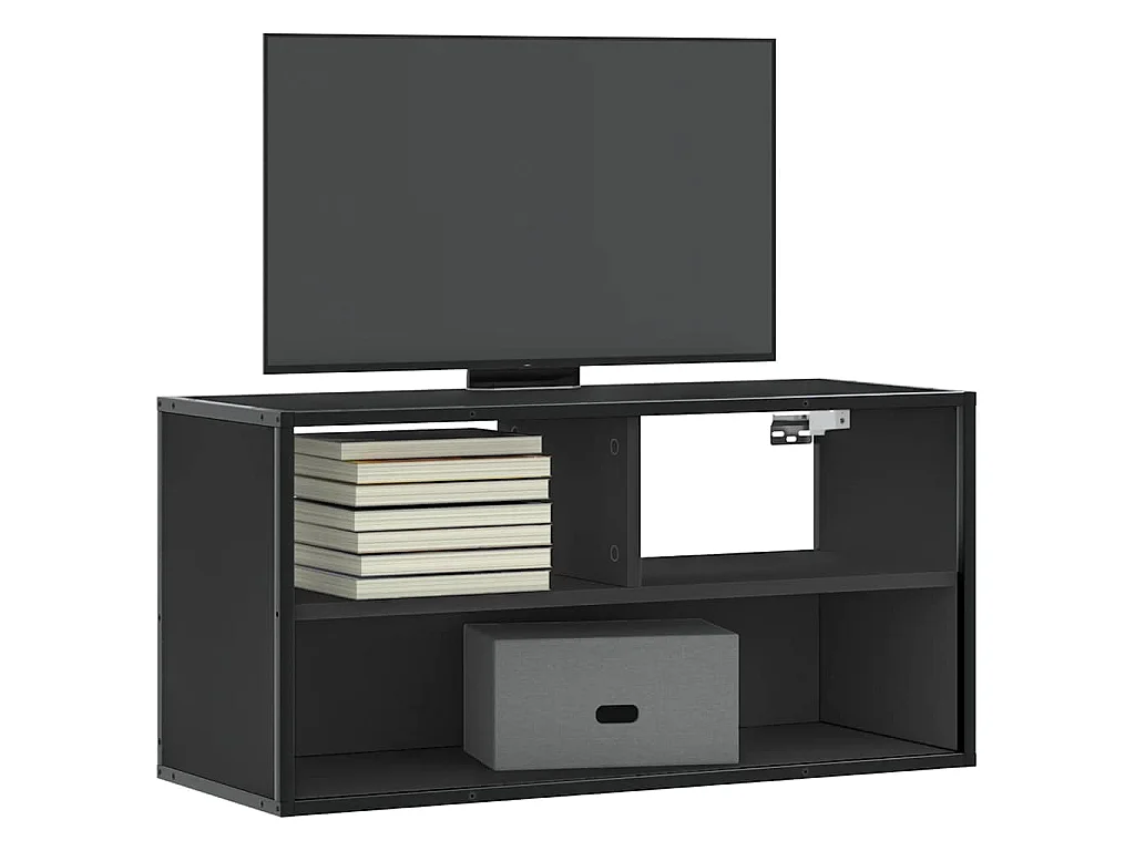 Meuble TV noir 80x31x39,5 cm bois d'ingénierie et métal