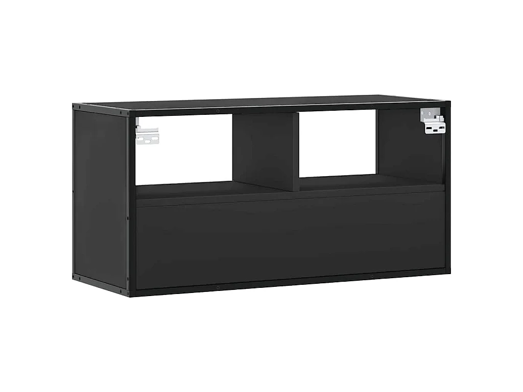 Meuble TV noir 80x31x39,5 cm bois d'ingénierie et métal