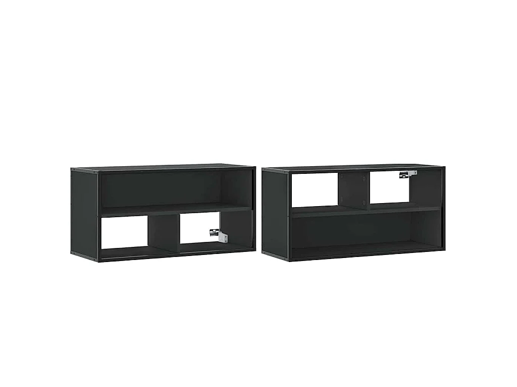 Meuble TV noir 80x31x39,5 cm bois d'ingénierie et métal