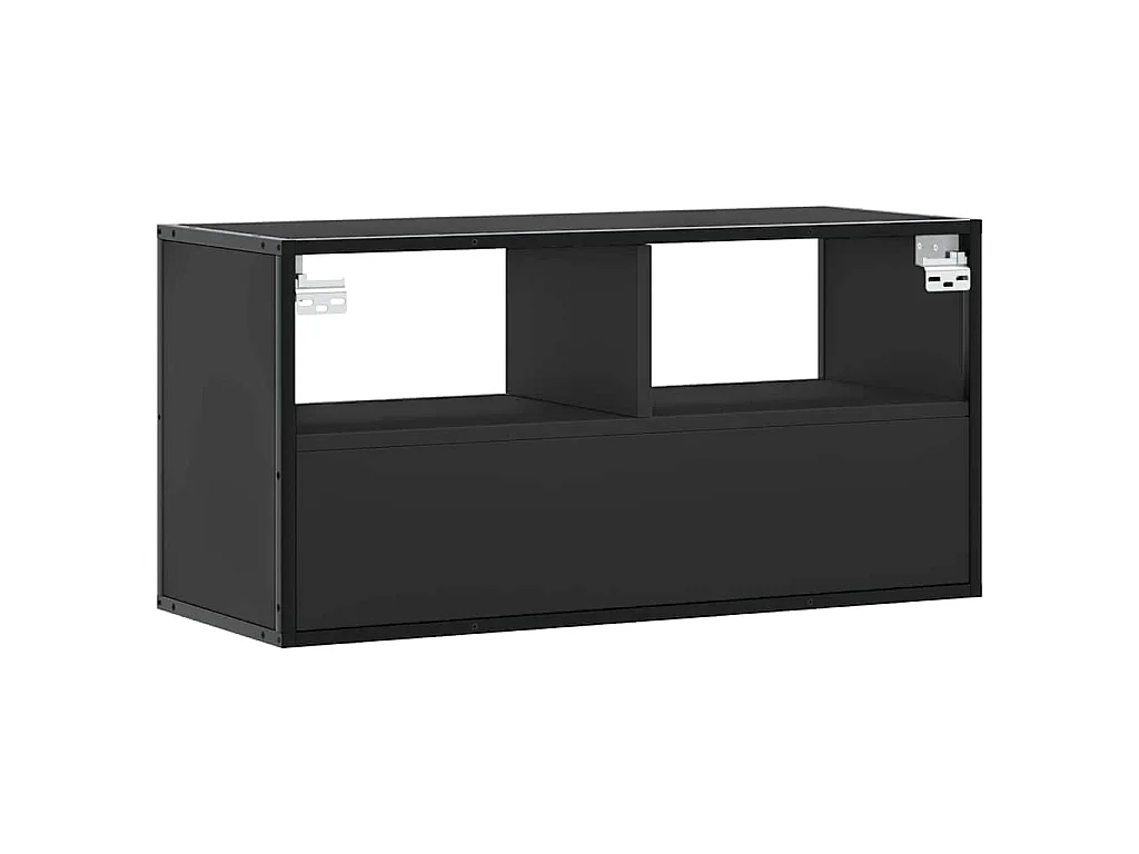 Meuble TV noir 80x31x39,5 cm bois d'ingénierie et métal