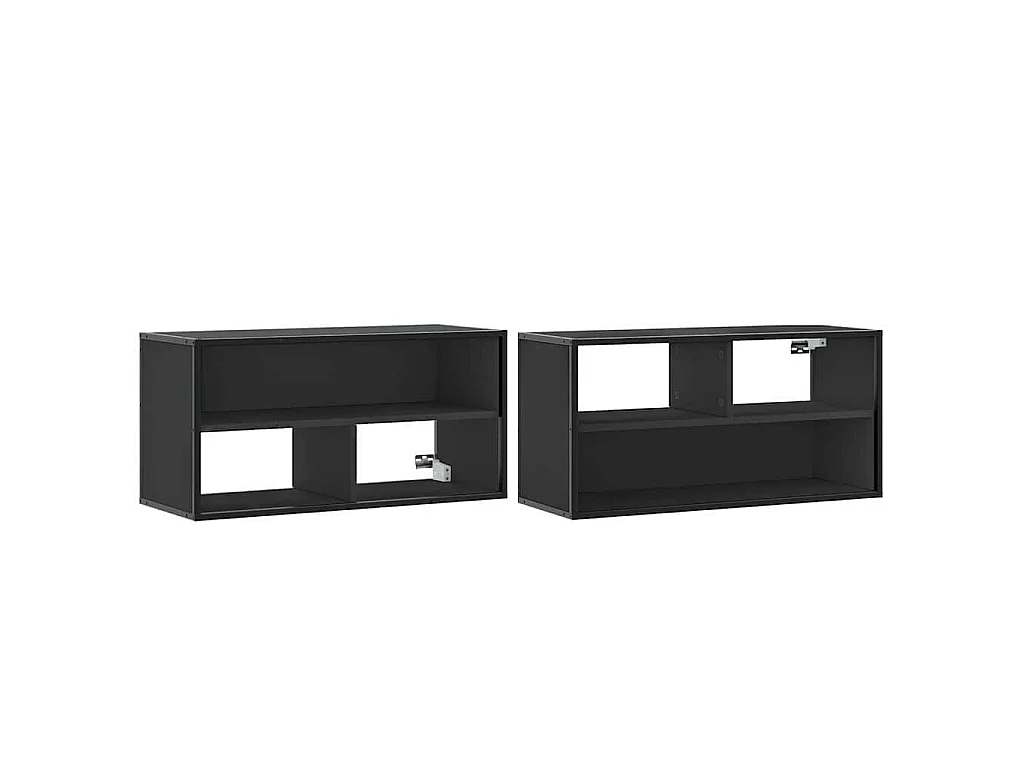 Meuble TV noir 80x31x39,5 cm bois d'ingénierie et métal