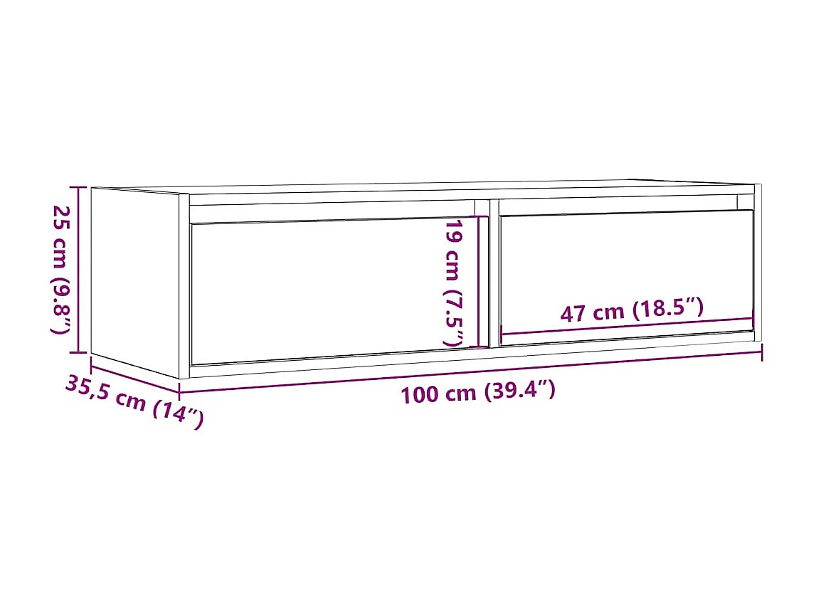TV-Schrank mit LED-Leuchten Betongrau 100x35,5x25 cm