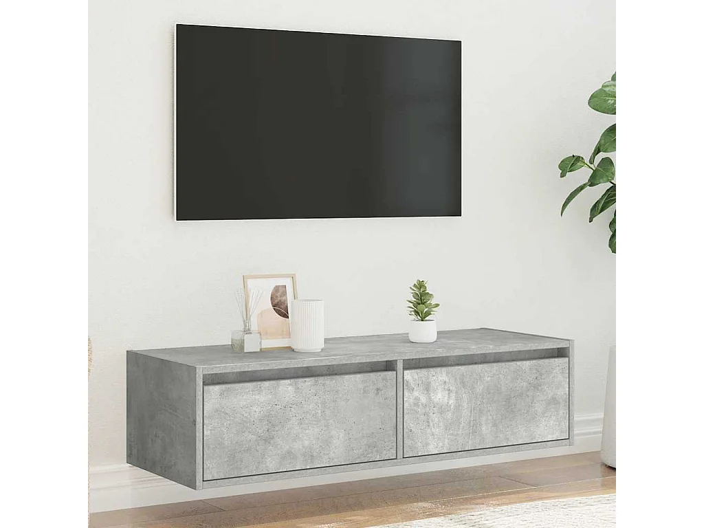TV-Schrank mit LED-Leuchten Betongrau 100x35,5x25 cm