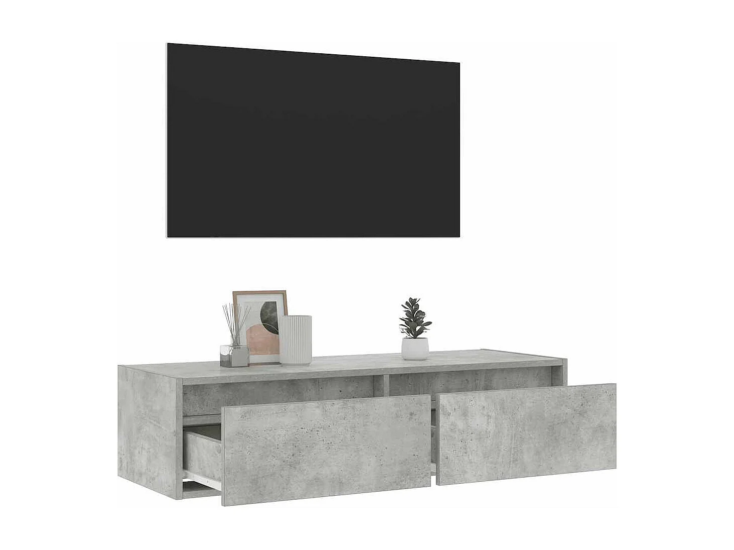 TV-Schrank mit LED-Leuchten Betongrau 100x35,5x25 cm