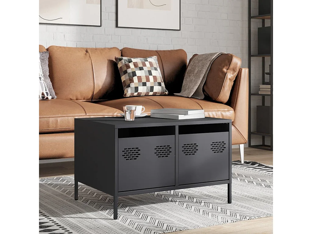 Meuble TV anthracite 68x50x43,5 cm acier laminé à froid