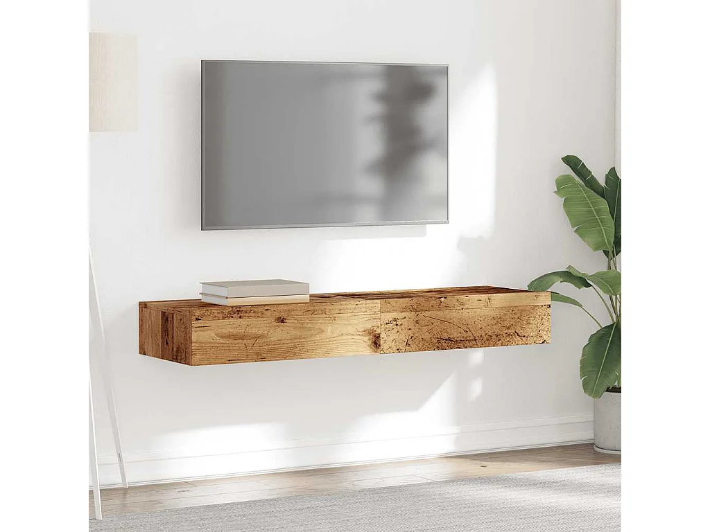 TV-Schränke mit LED-Leuchten 2 Stk. Altholz-Optik 60x35x15,5 cm