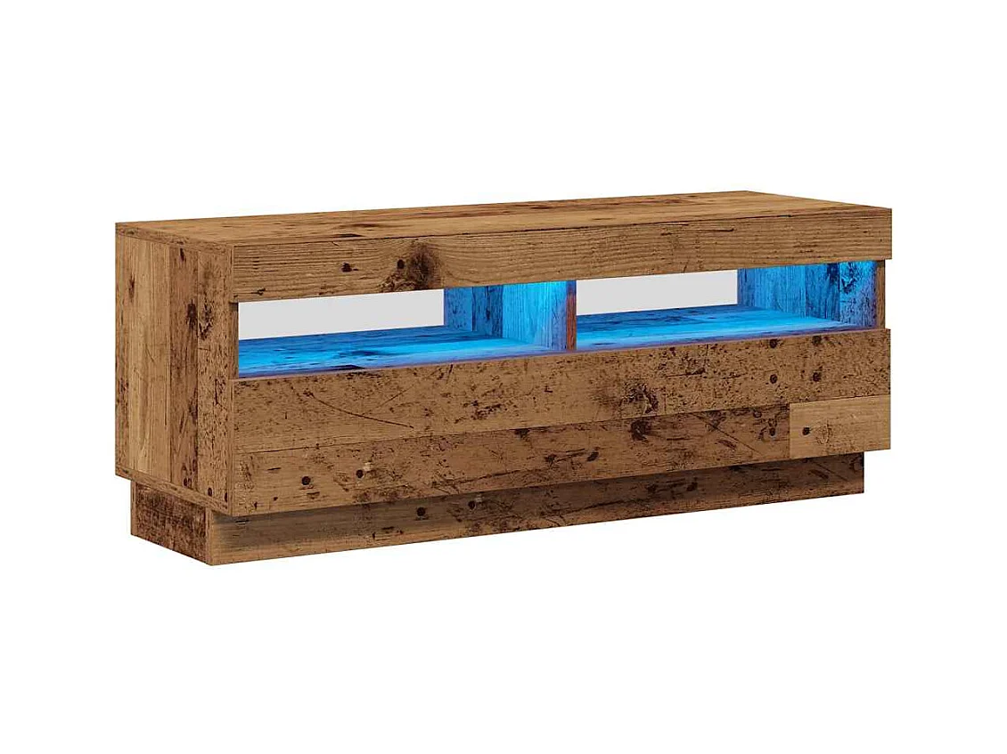 Meuble TV avec lumières LED vieux bois bois d'ingénierie