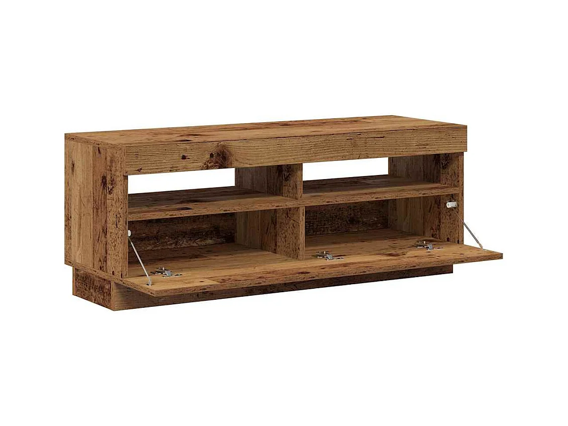 Meuble TV avec lumières LED vieux bois bois d'ingénierie