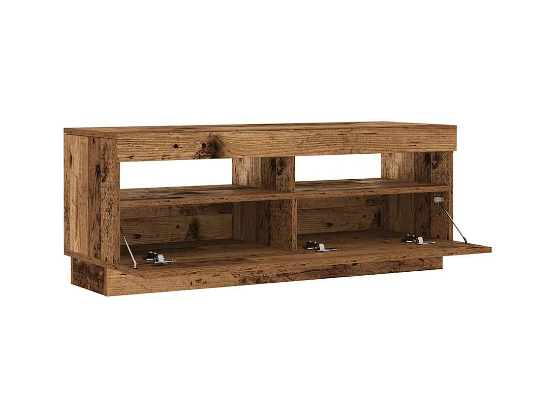 Meuble TV avec lumières LED vieux bois bois d'ingénierie