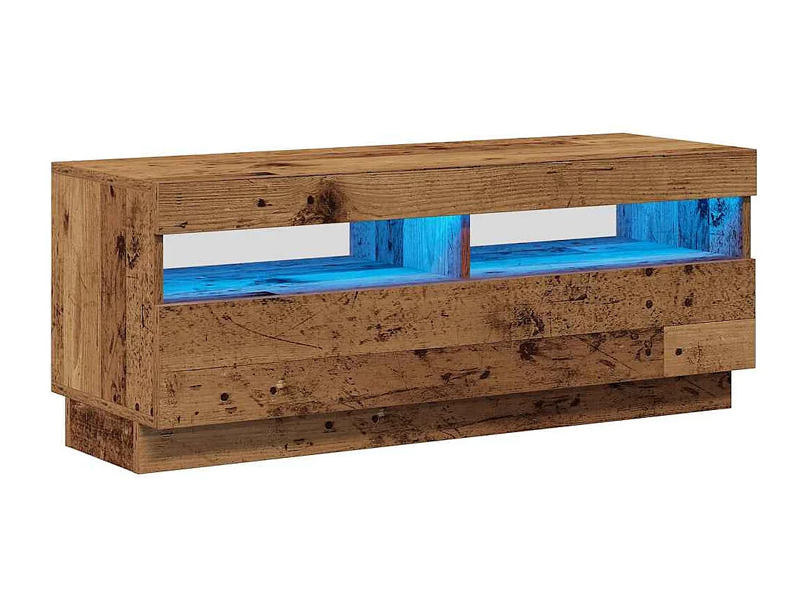 TV-Schrank mit LED-Leuchten Altholz-Optik 100x35x40 cm