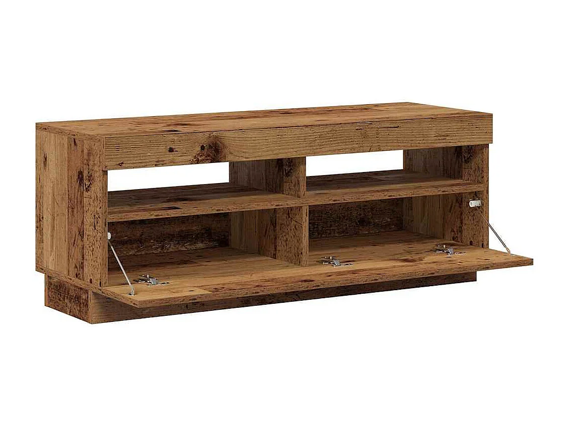 TV-Schrank mit LED-Leuchten Altholz-Optik 100x35x40 cm