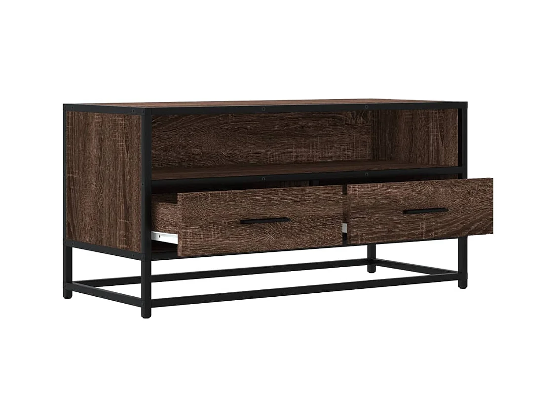 Meuble TV chêne marron 80x34,5x40 cm bois d'ingénierie et métal
