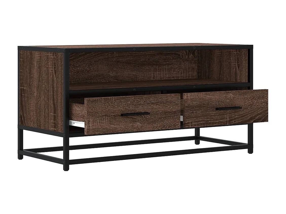 Meuble TV chêne marron 80x34,5x40 cm bois d'ingénierie et métal