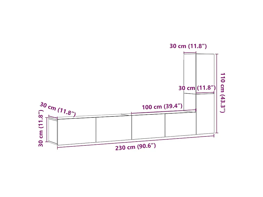 armários de TV montados na parede 3 pcs madeira velha