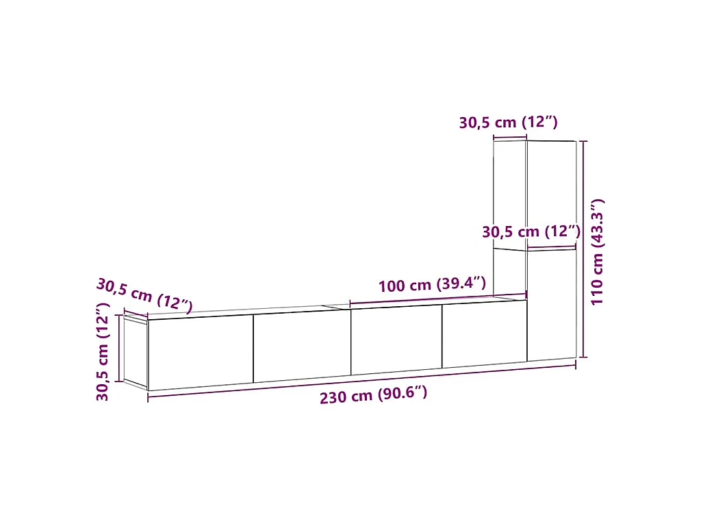 armários de TV montados na parede 3 pcs madeira velha